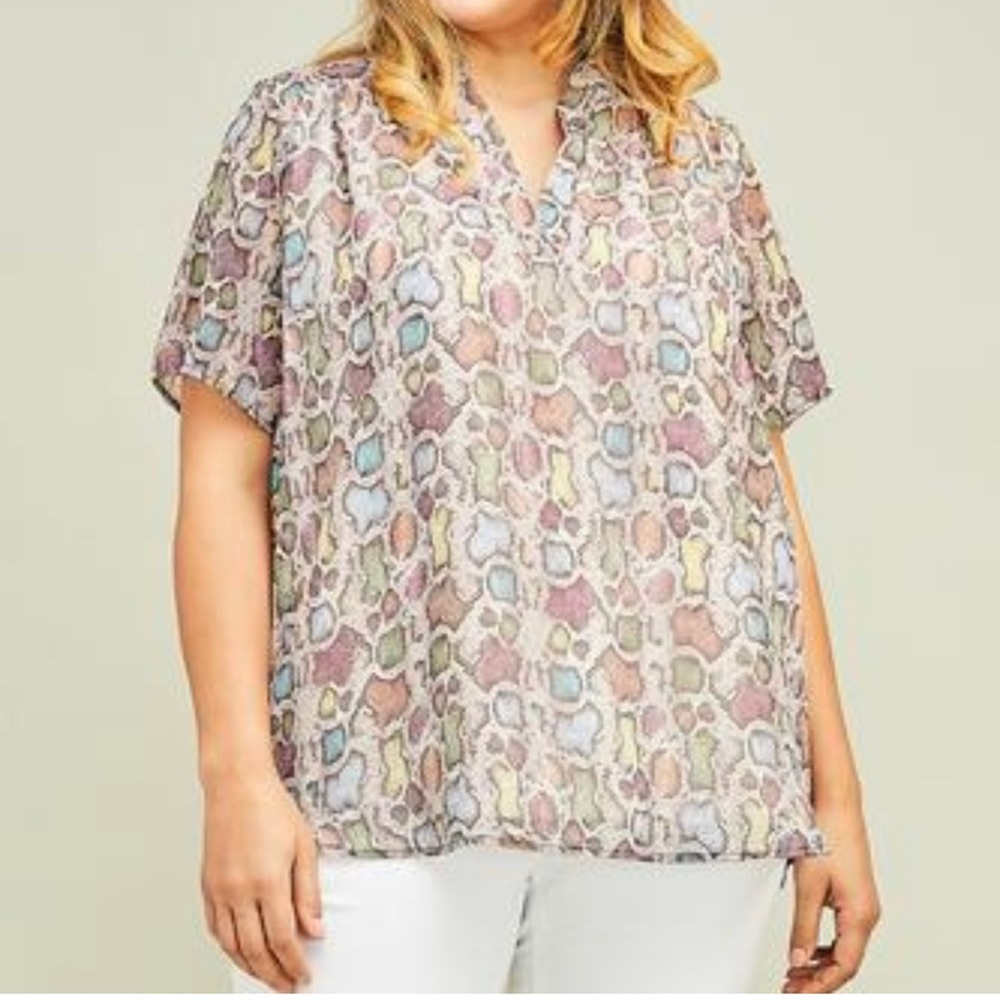 Entro | Multicolor Python Print Sheer Top - image 2